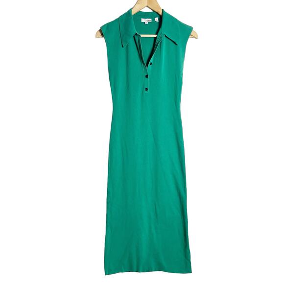 A.L.C. Taylor Knit Green Sleeveless Collared Midi Dress Size XS - Picture 5 of 13